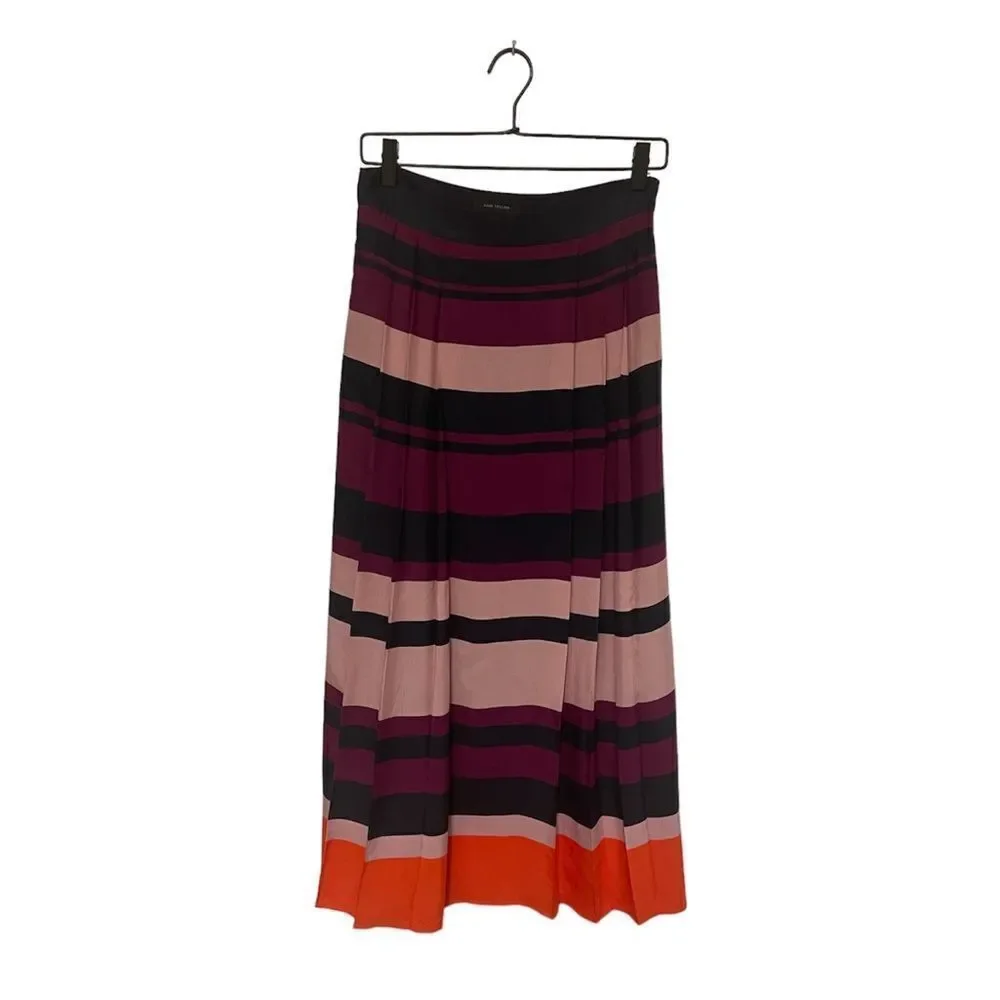 Ann Taylor | Horizontal Stripe Pleated Skirt